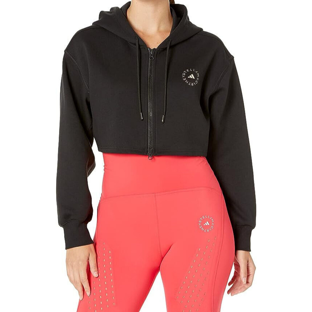 Adidas x Stella McCartney SC Cropped Full Zip Hoodie Black Women's Size Medium - Picture 6 of 12